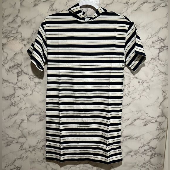 Abound Hooded Mia Striped Mini Dress Navy Blue - Picture 3 of 6